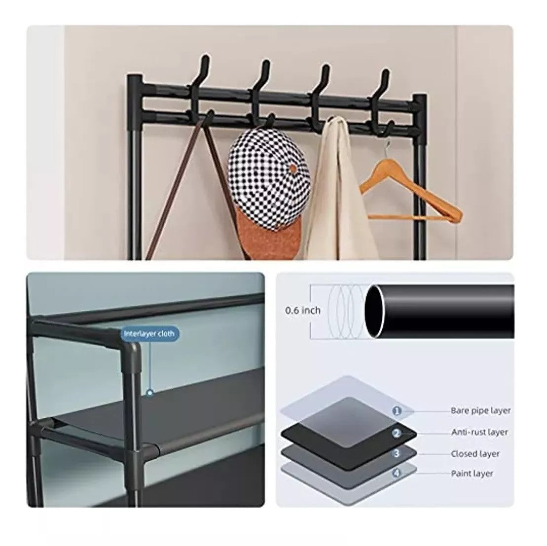 Organizador Multifuncional Zapatero Perchero 4 En 1 Ideal